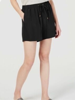 Eileen Fisher Women’s Black Elastic Drawstring Relaxed Walking Shorts Medium